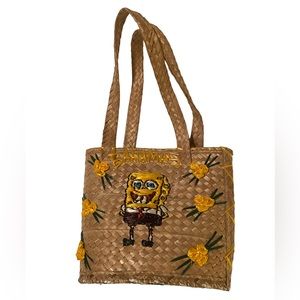 Spongebob woven straw Bahamas beach tote